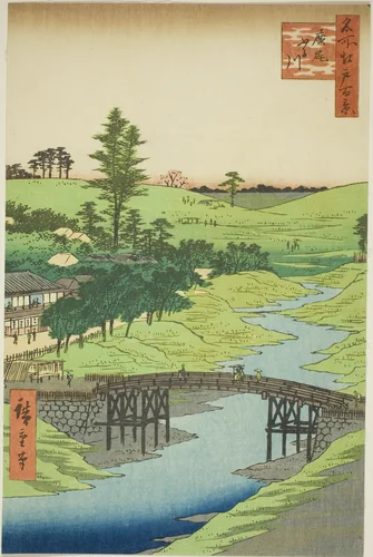Furukawa River, Hiroo (Hiroo Furukawa), from the series "One Hundred Famous Views of Edo (Meisho Edo hyakkei)" by Utagawa Hiroshige (歌川広重), print, 1856