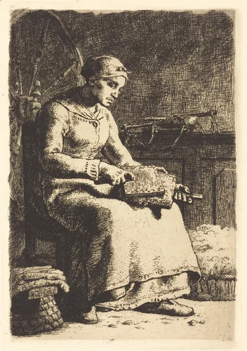 The Wool Carder (La cardeuse) by Jean-François Millet, print, 1850-1860