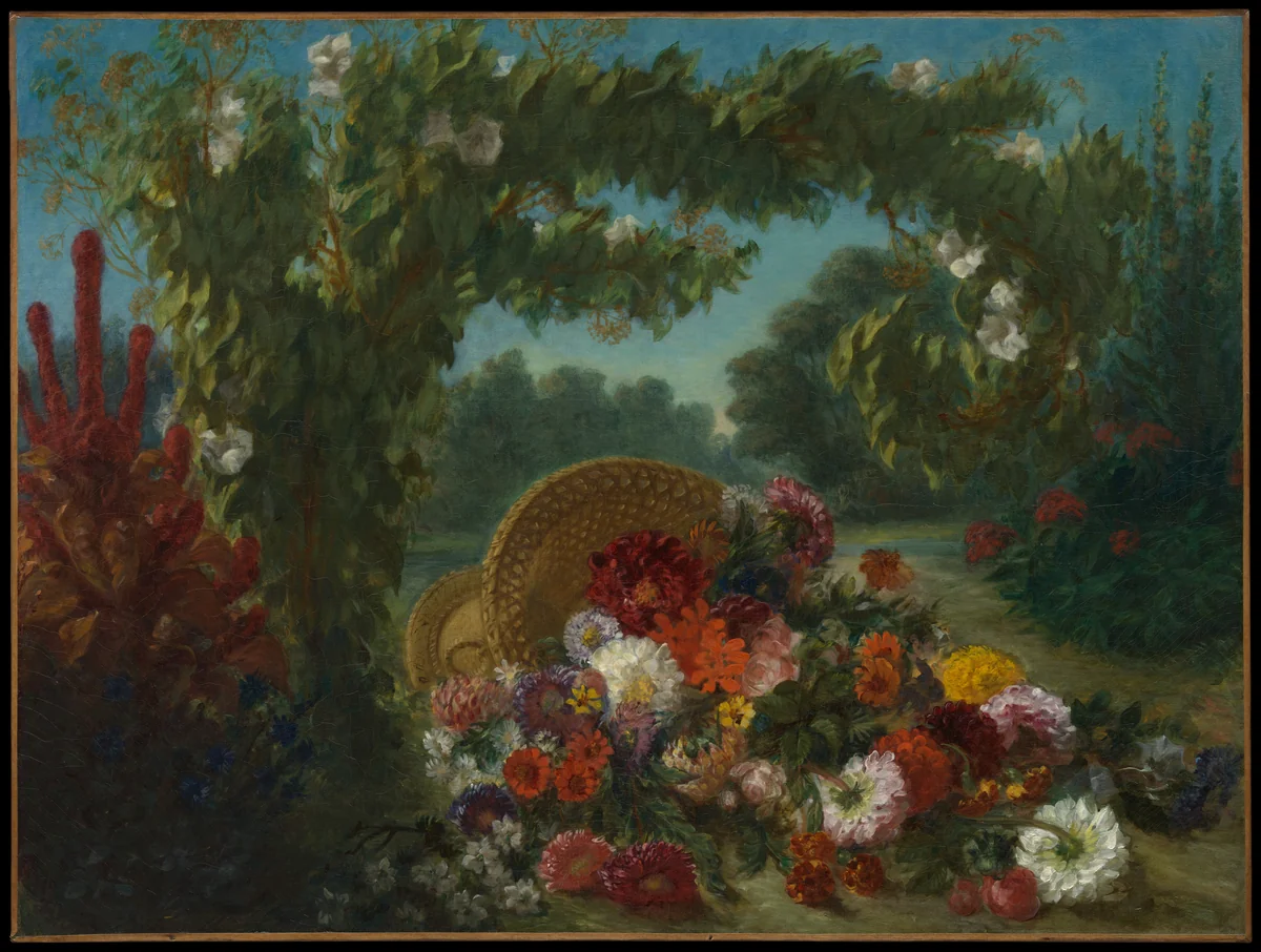 Basket of Flowers by Eugène Delacroix, painting, 1848-1849