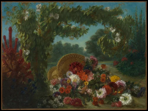 Basket of Flowers by Eugène Delacroix, painting, 1848-1849