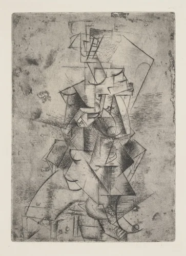 Mademoiselle Léonie in a Lounge Chair (Mademoiselle Léonie sur une chaise longue) (plate, folio 32) from Saint Matorel by Pablo Picasso, illustrated book, 1910