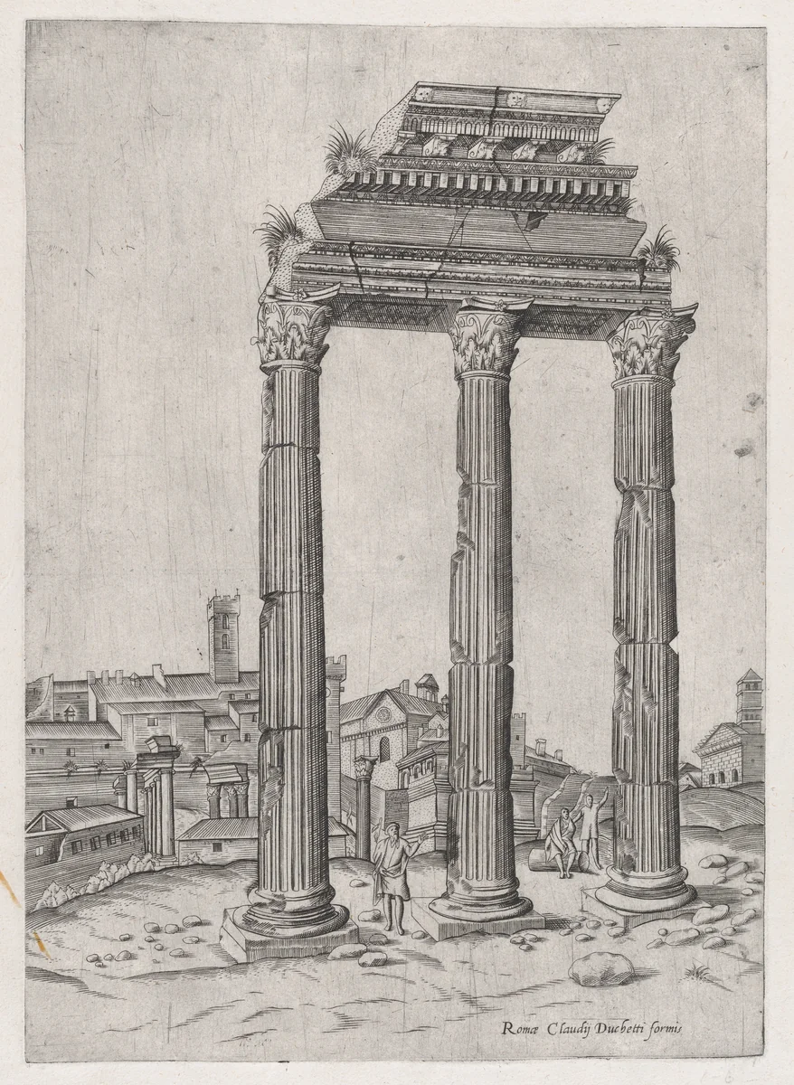 Portico of the Temple of Julius, from "Speculum Romanae Magnificentiae" by anonymous, print, 1540-1580