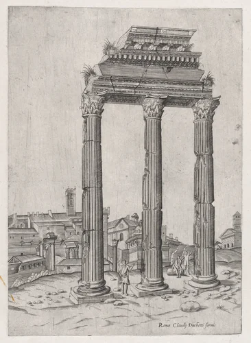 Portico of the Temple of Julius, from "Speculum Romanae Magnificentiae" by anonymous, print, 1540-1580