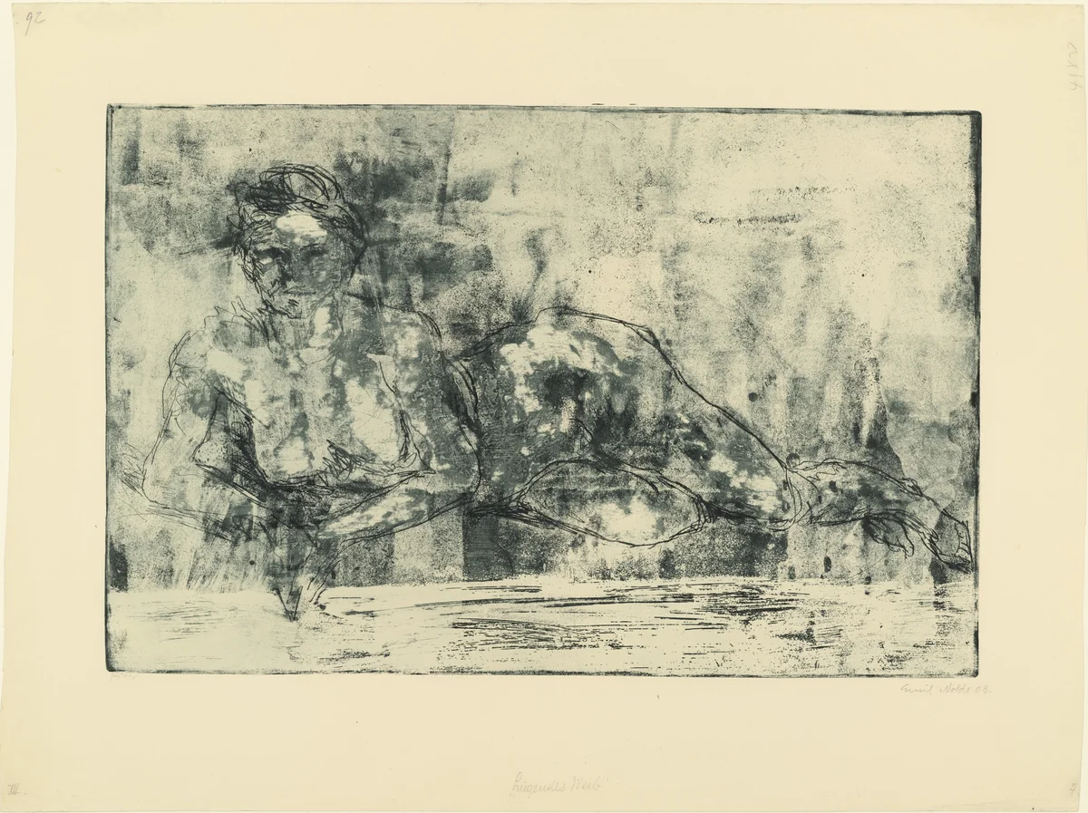 Reclining Woman (Liegendes Weib) by Emil Nolde, print, 1908