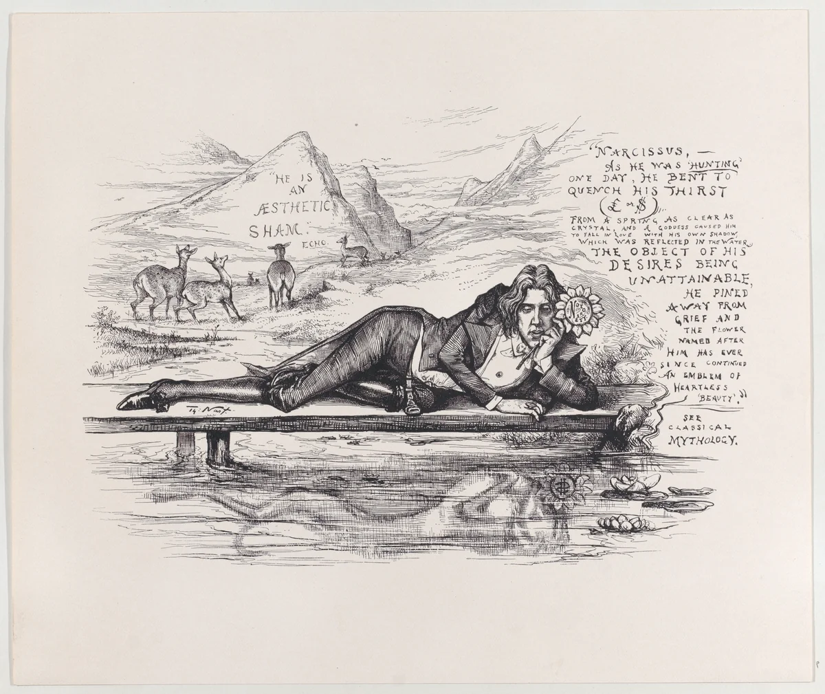 "Mr. O'Wilde, You are not the first one that has grasped at a Shadow" (published in "Harper's Bazar," February 11, 1882) by Thomas Nast, print, 1882