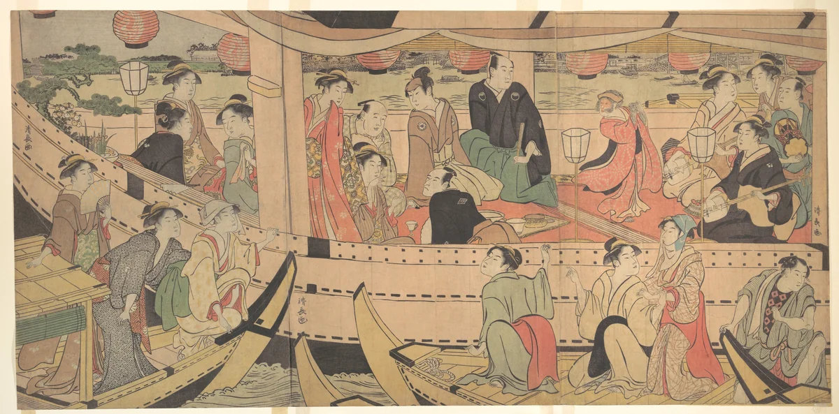 Sumida River Holiday by Torii Kiyonaga (鳥居清長), print, 1788-1790