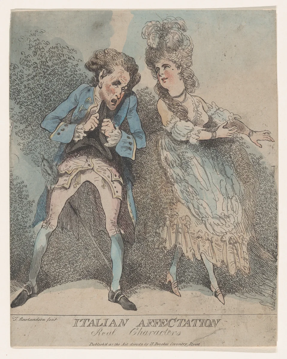 Italian Affectation, Real Characters by Thomas Rowlandson, print, 1786-1791