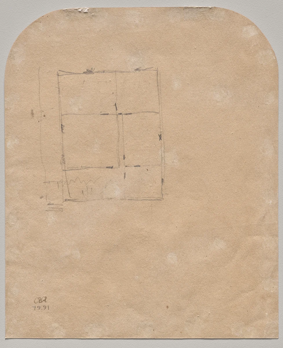 Floorplan (verso) by Jasper Cropsey, drawing, 1846-1856