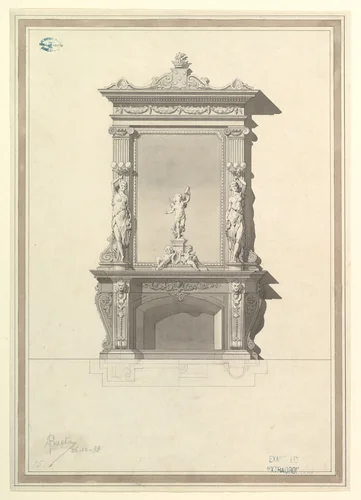 Design for Mantlepiece by Antonio Francisco Baeta, drawing, 1881-1900