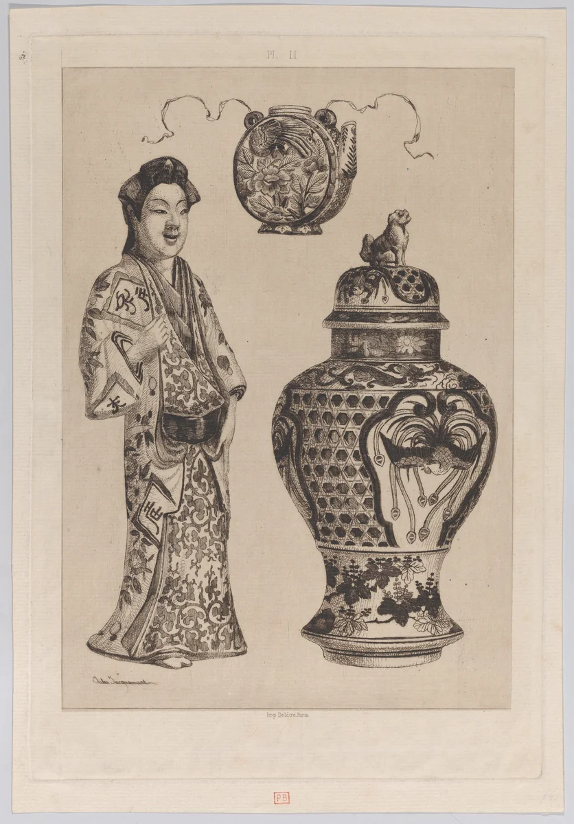 Plate II, from "History of Porcelain" by Jules Ferdinand Jacquemart, print, 1862
