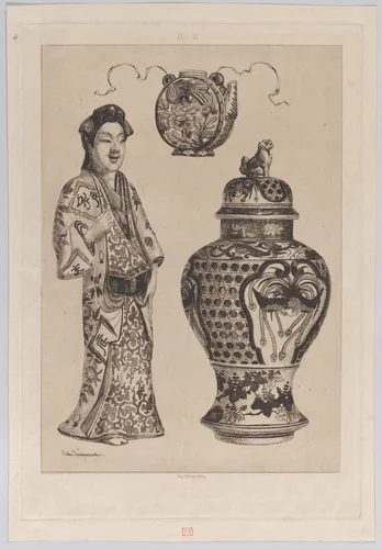 Plate II, from "History of Porcelain" by Jules Ferdinand Jacquemart, print, 1862