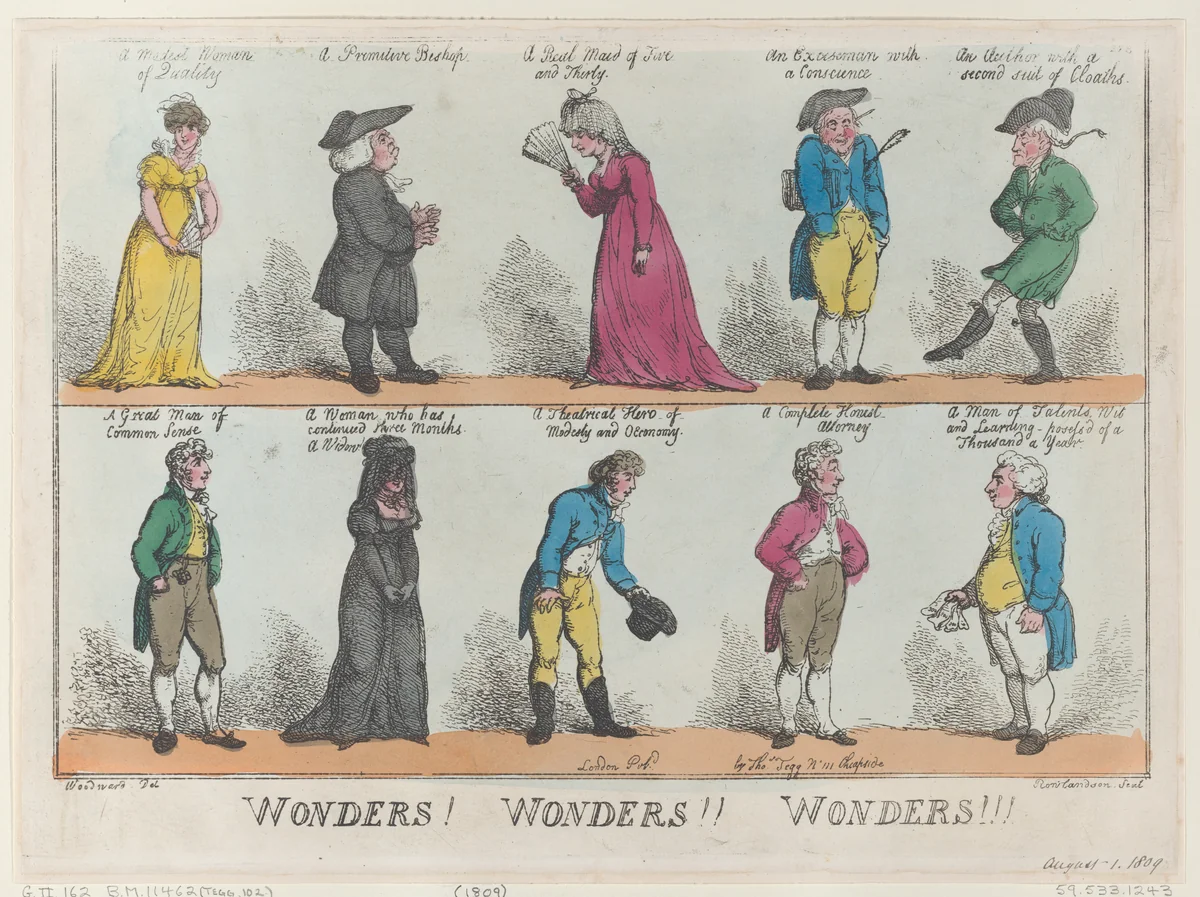 Wonders! Wonders!! Wonders!!! by Thomas Rowlandson, print, 1809-1822