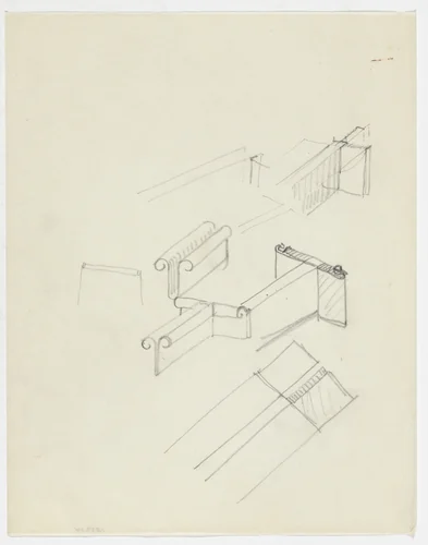 Furniture Details (Perspective sketches) by Ludwig Mies van der Rohe, mies van der rohe archive, 1926