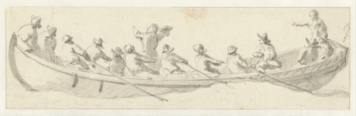 Engelse admiraalssloep by Willem van de Velde, drawing, 1643-1707