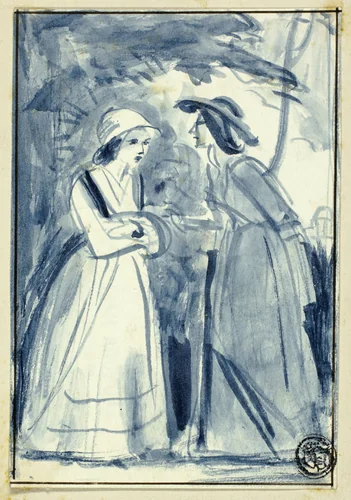 Two Women in Late 18th Century Dress by Thomas Stothard, drawing, 1830-1863