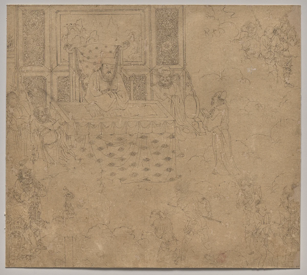 Album of Daoist and Buddhist Themes: Kings of Hells: Leaf 31 by Unknown, painting, 1200-1299