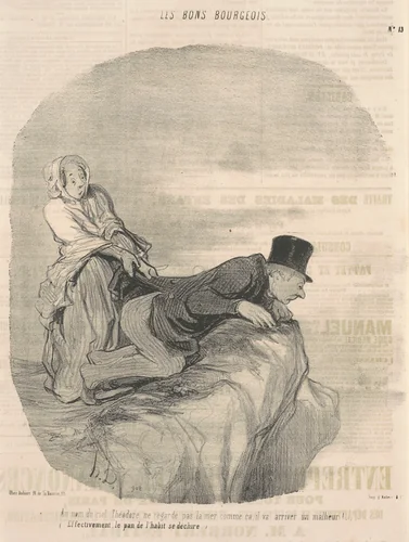 Au nom du ciel, Théodore ne regarde pas ... by Honoré Daumier, print, 1846