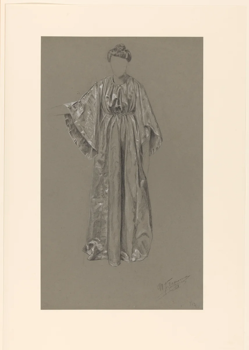 Gewaadstudie by Jacob Taanman, drawing, 1846-1923