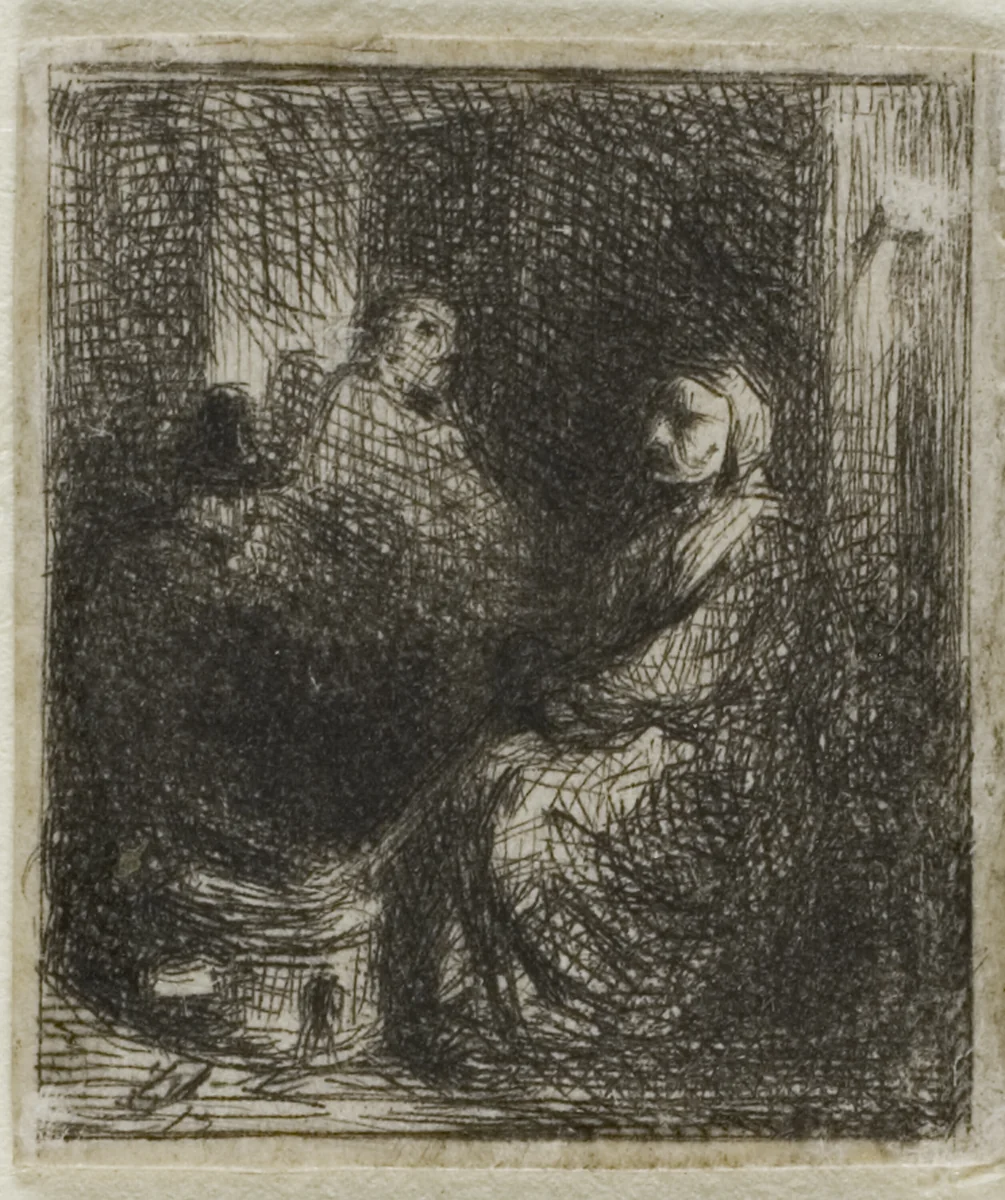 Woman Selling Fried Food by Charles-Émile Jacque, print, 1833-1894