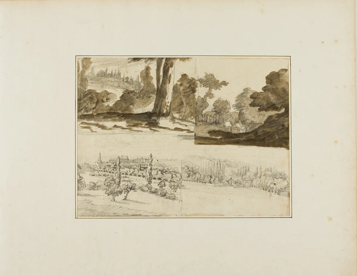 Four Landscapes by Jean Louis André Théodore Géricault, drawing, 1813-1814