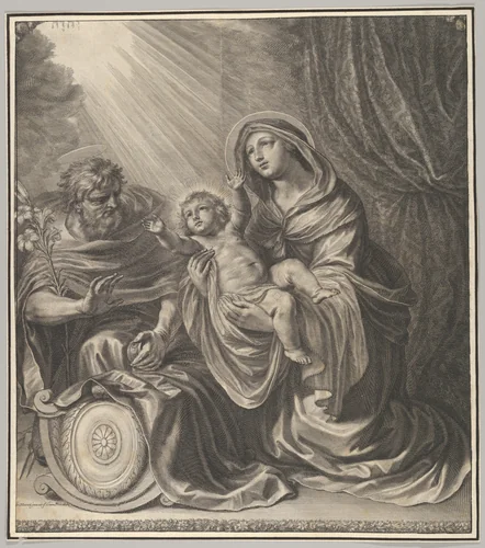 The Holy Family by Grégoire Huret, print, 1620-1670