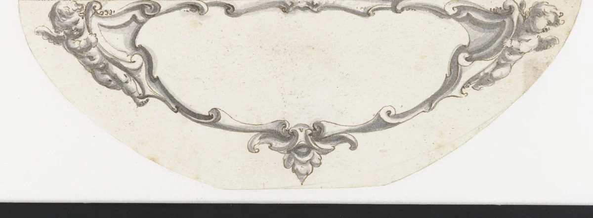 Cartouche met twee putti by Pieter Jansz, drawing, 1630-1672
