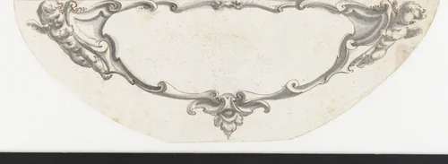 Cartouche met twee putti by Pieter Jansz, drawing, 1630-1672