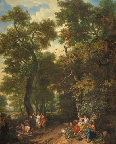 Arcadisch landschap met musicerende en dansende herders by Jurriaan Andriessen, painting, 1771