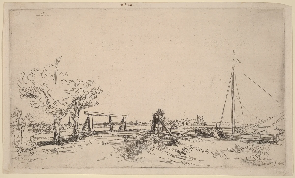 Six's Bridge by Rembrandt van Rijn, print, 1645