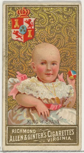 King of Spain, from World's Sovereigns series (N34) for Allen & Ginter Cigarettes by Allen & Ginter, print, 1889
