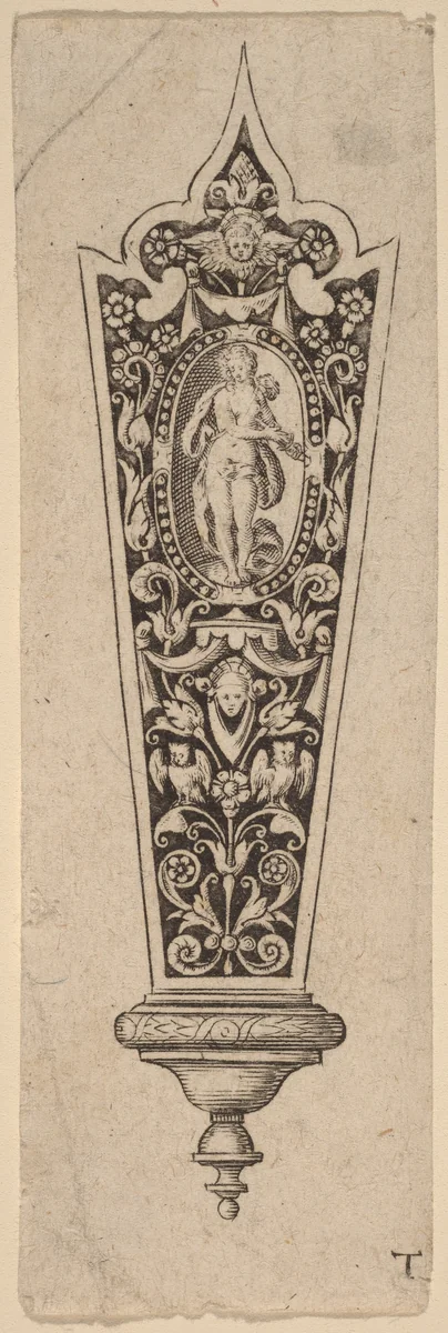 Ornament for Knife Handle by Theodor de Bry, print, 1528-1598