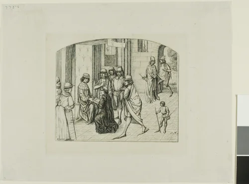 The Printer Valère Maxime being Presented to King Louis XI by Charles Meryon, print, 1860