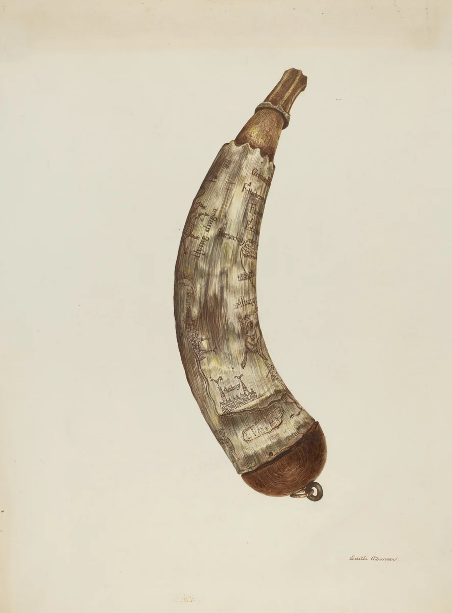Powder Horn by Edith Towner, index of american design, 1940