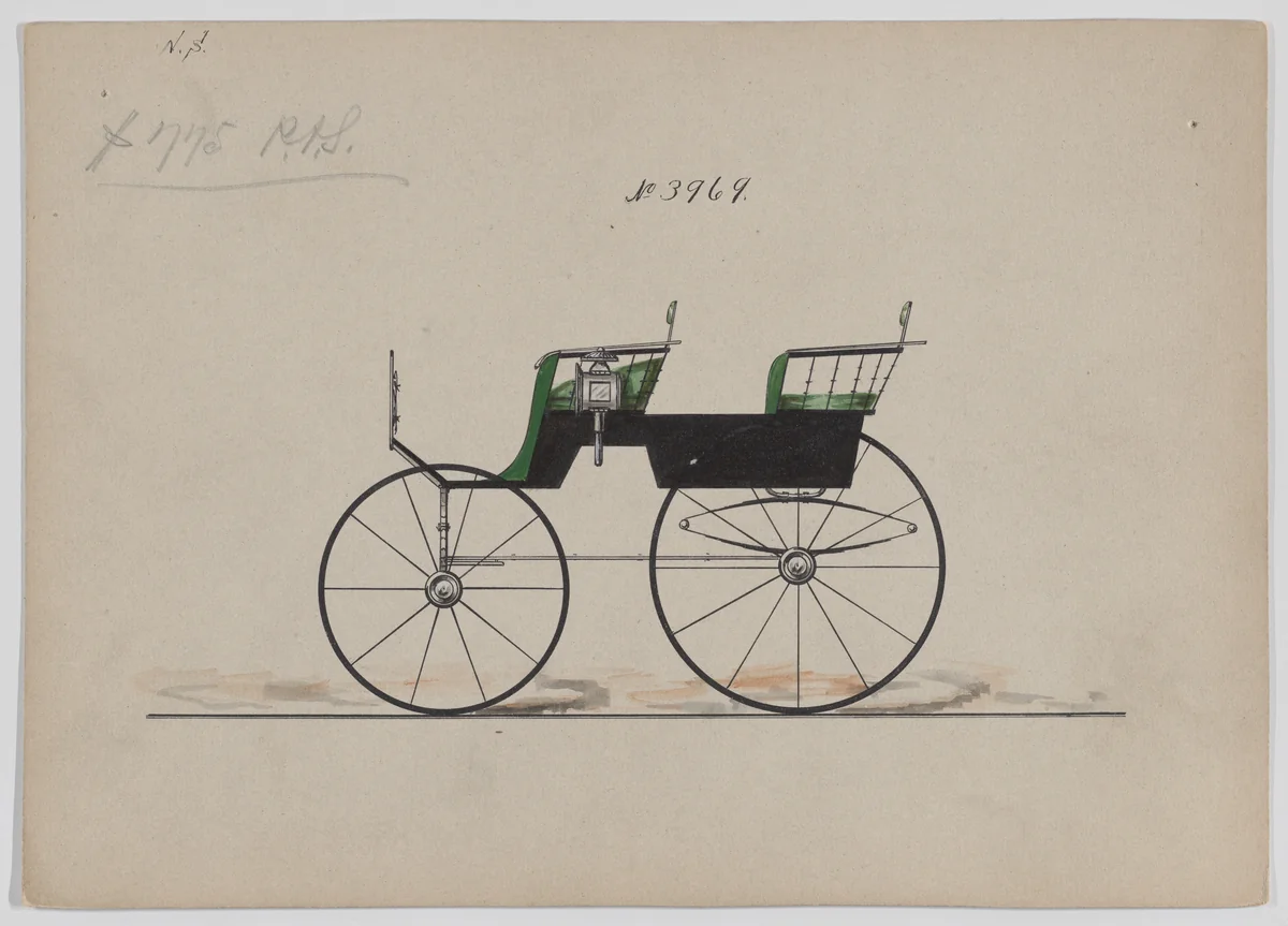 Design for T-Cart, no. 3969 by Brewster & Co., drawing, 1850-1910