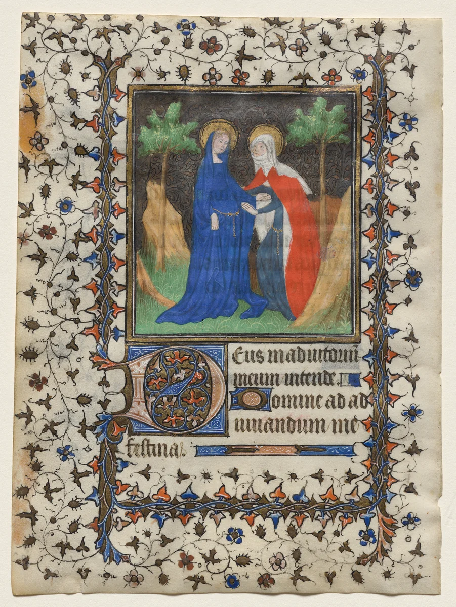 Leaf from a Book of Hours: The Visitation by Boucicaut Master, manuscript, 1410-1420
