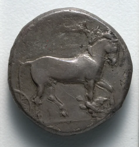 Tetradrachm: Quadriga (obverse) by Unknown, metalwork, -435--415