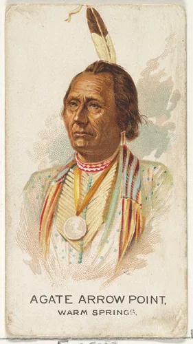Agate Arrow Point, Warm Springs, from the American Indian Chiefs series (N2) for Allen & Ginter Cigarettes Brands by Allen & Ginter, print, 1888
