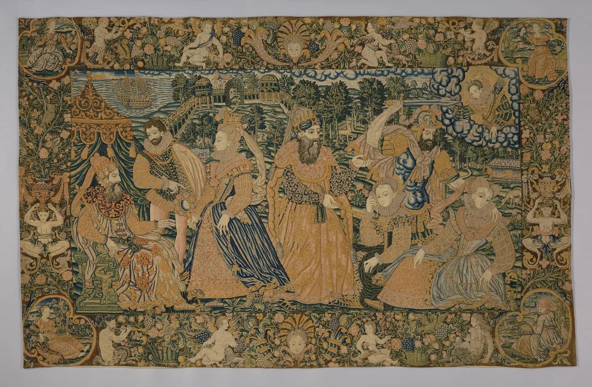 Hanging (Depicting the Story of Esther and King Ahasuerus) (Needlework) by France or England, textile, 1575-1600