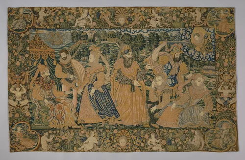 Hanging (Depicting the Story of Esther and King Ahasuerus) (Needlework) by France or England, textile, 1575-1600