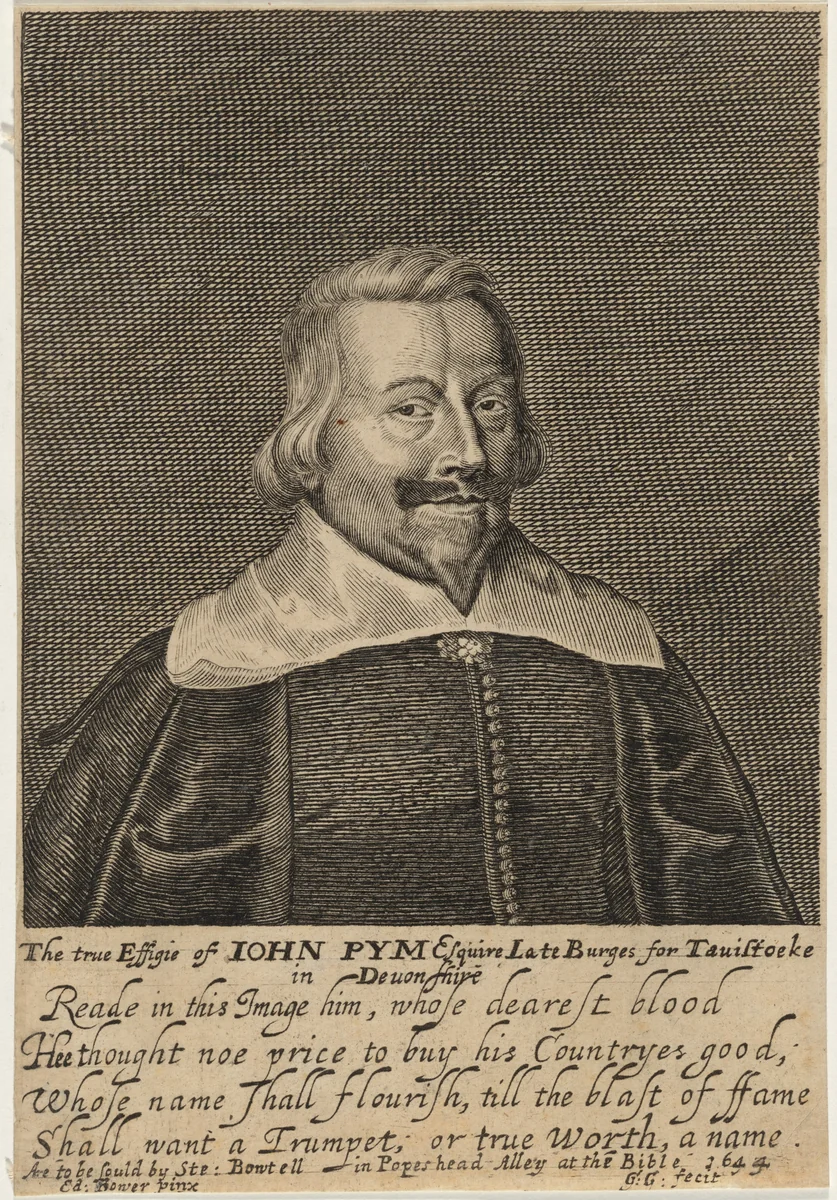 John Pym by George Glover; Edward Bower, print, 1644