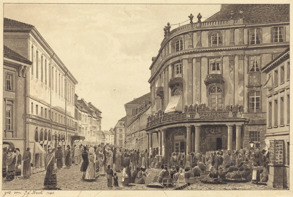 View of Muhlendamm by Johann Friedrich Stock, drawing, 1834