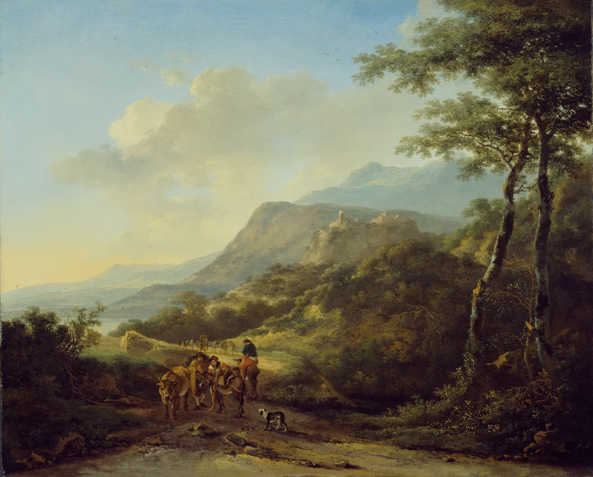 Italian Landscape with Travelers by Jan Both, painting, 1645-1655