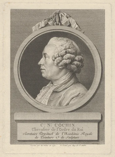 Portrait of Charles-Nicolas Cochin II by Augustin de Saint-Aubin, print, 1771