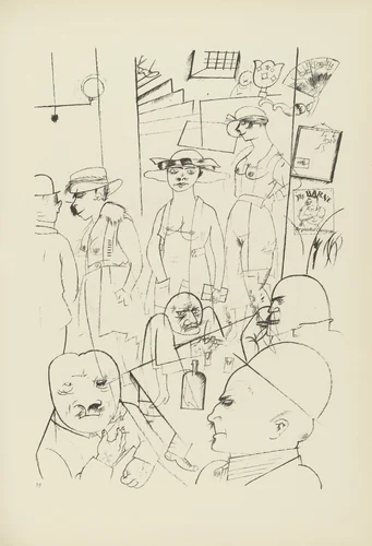 Nachts (plate, folio 42) from Ecce Homo by George Grosz, illustrated book, 1922