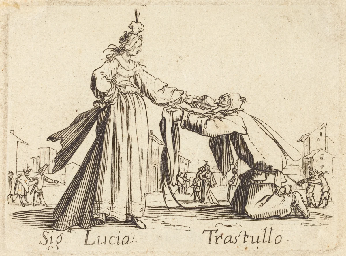 Signa. Lucia and Trastullo by Jacques Callot, print, 1622-1699