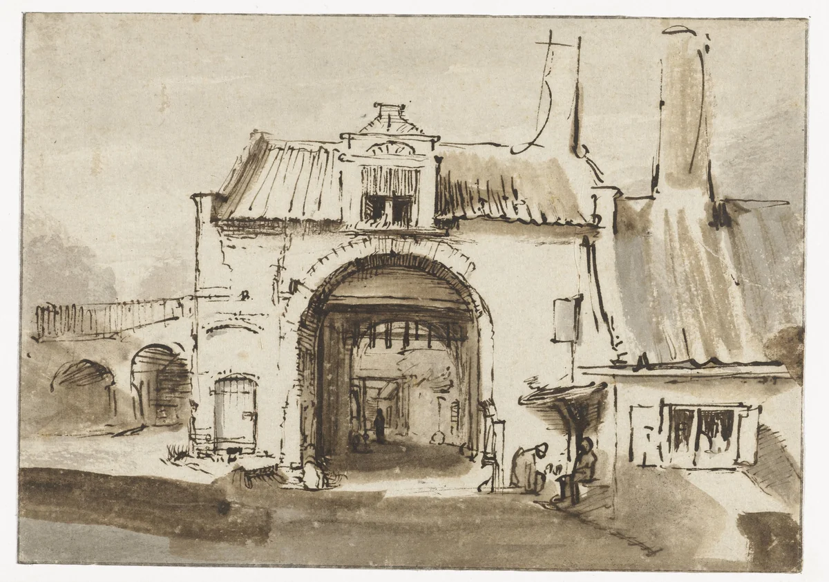 View of the Utrechtse Poort in Amersfoort, Seen from the Town by anonymous, drawing, 1640