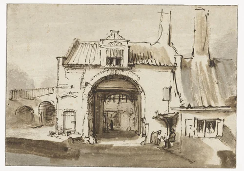 View of the Utrechtse Poort in Amersfoort, Seen from the Town by anonymous, drawing, 1640