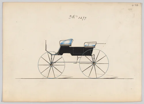 Design for 4 seat Phaeton, no top, no. 3277 by Brewster & Co., drawing, 1876