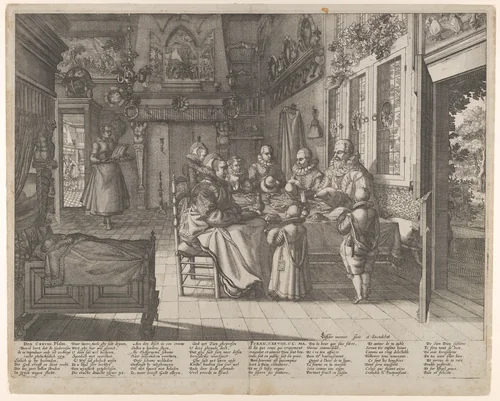 A Family Saying Grace by Claes Jansz Visscher, print, 1609