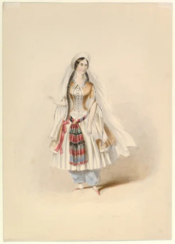 Costume Study for Blonde in the "Abduction from the Seraglio" by W.A. Mozart by Johann Georg Christoph Fries, drawing, 1830-1850